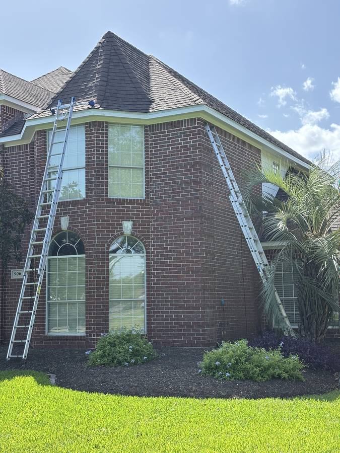Two-story brick — ladders up