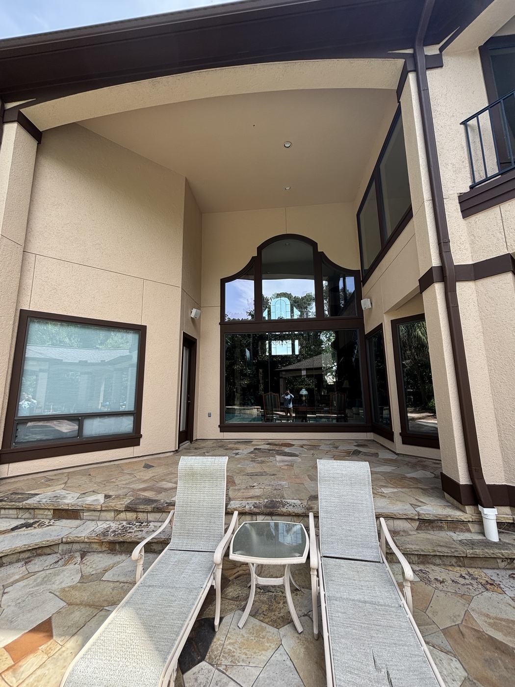 Exterior paint finished — patio eave detail