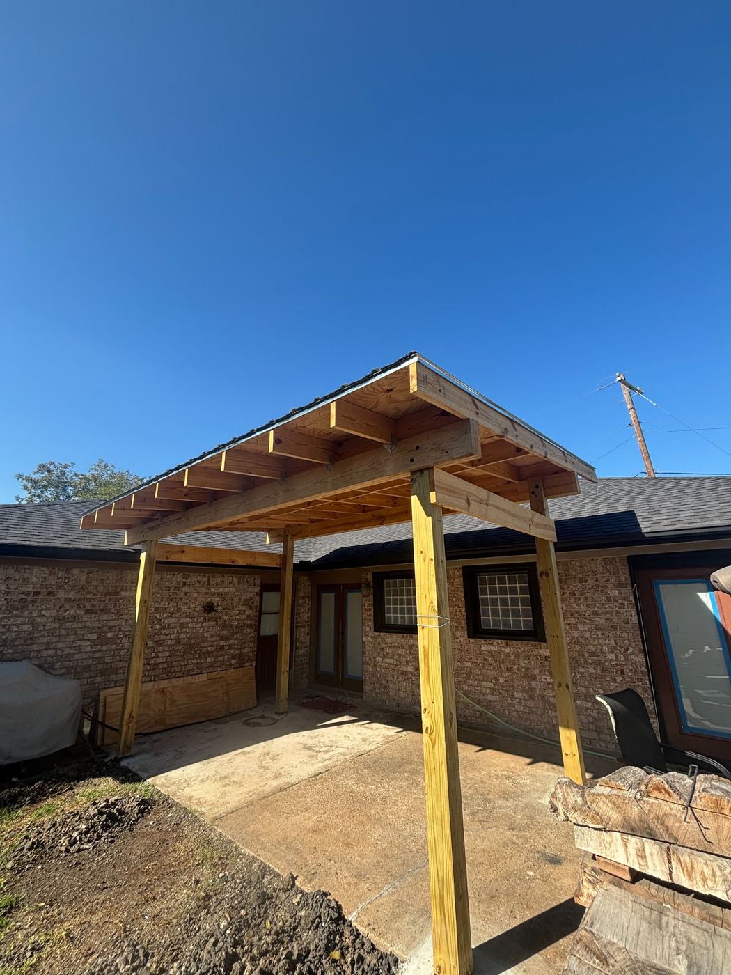 Finished patio cover structure