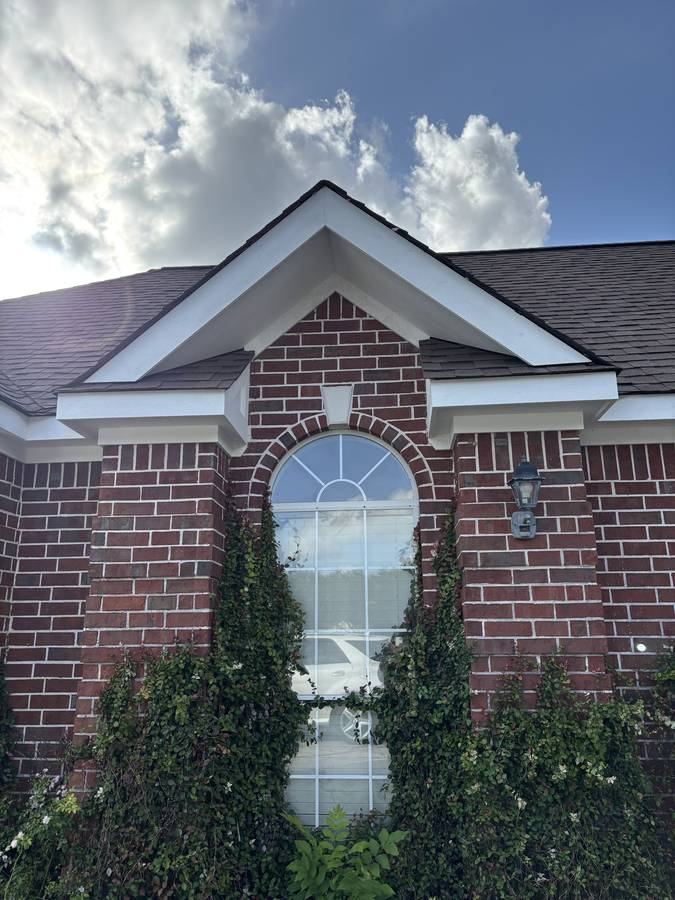 Finished exterior — fresh white trim