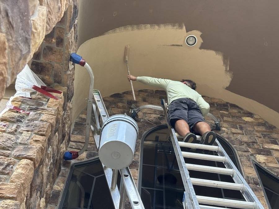 Painting curved stone ceiling — in progress