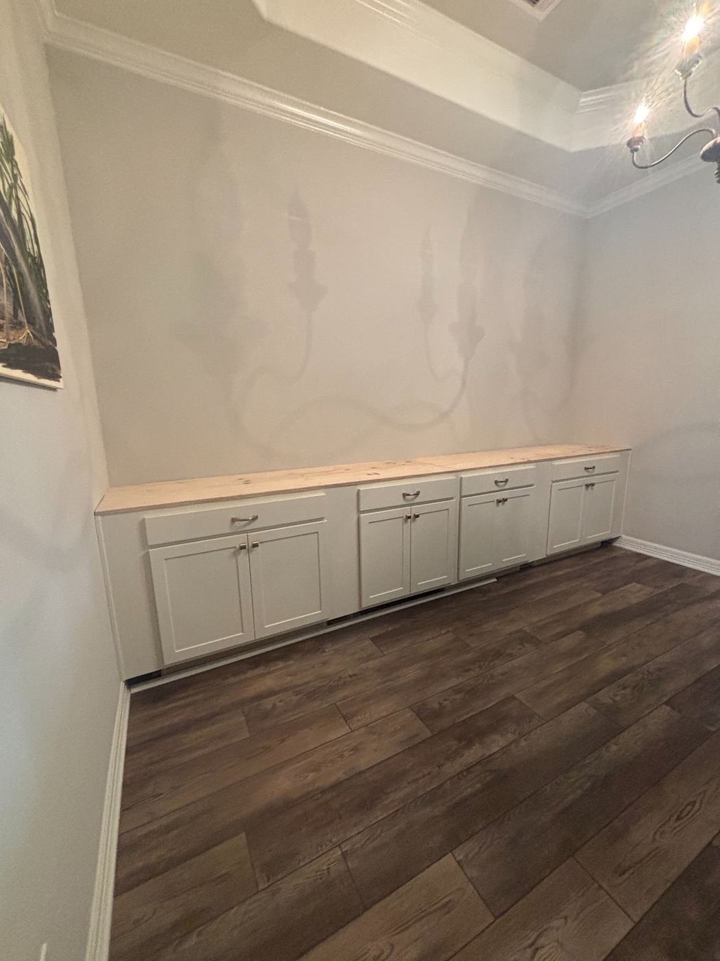 Built-in cabinetry — countertop installation in progress