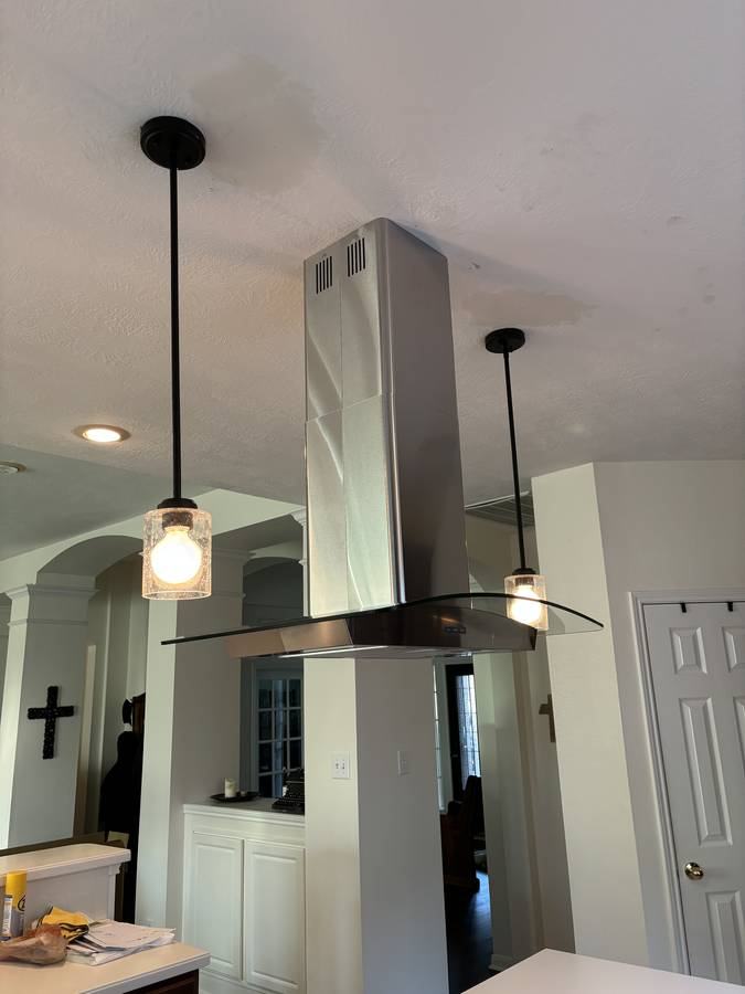 Range hood and pendant lighting