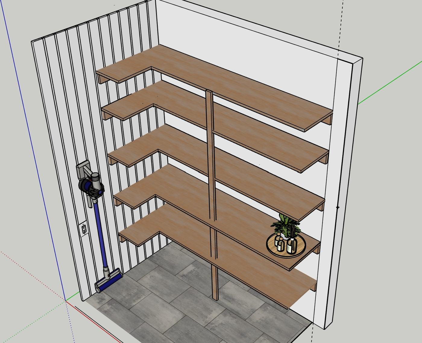 Closet and pantry shelving — 3D planning rendering